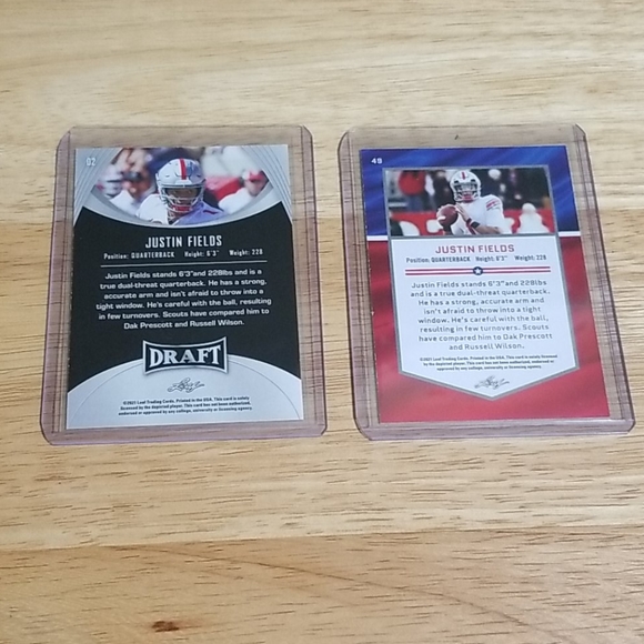2021 Leaf Draft Justin Fields RC's , # 2 & # 49 - Picture 2 of 2